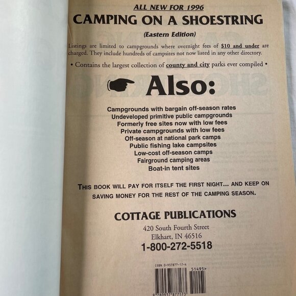 Camping on a Shoestring Eastern Edition 1996 Don Wright u Vintage Guide Director - Picture 3 of 8